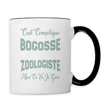 c'est compliqué d'être un Bogosse et un Zoologiste - Mug contrasté - blanc/noir - Droite
