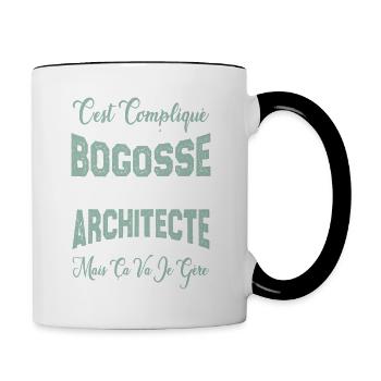 c'est compliqué d'être un Bogosse et un Architecte - Mug contrasté - blanc/noir - Droite