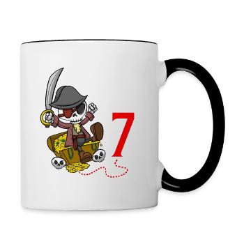 Squelette Ce petit pirate est le 7ème anniversaire du pirate - Mug contrasté - blanc/noir - Droite