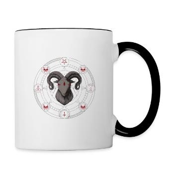Conception de GOAT satanique - Mug contrasté - blanc/noir - Droite