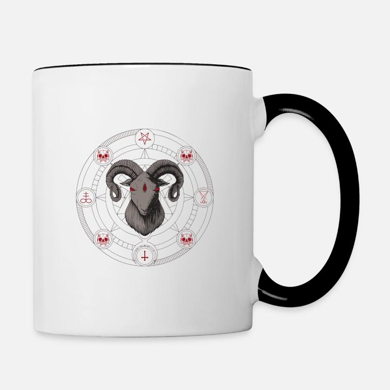 Conception de GOAT satanique - Mug contrasté - blanc/noir