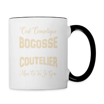 c'est compliqué d'être un Bogosse et un Coutelier. - Mug contrasté - blanc/noir - Droite