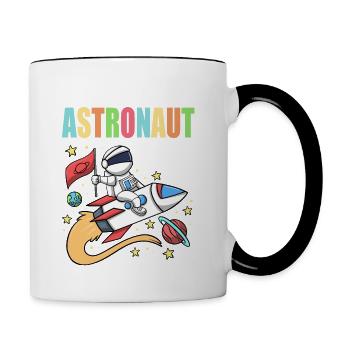 Space Birthday 7 Astronaut Planeten Raketenschiff - Tasse zweifarbig - Weiß/Schwarz - Rechts