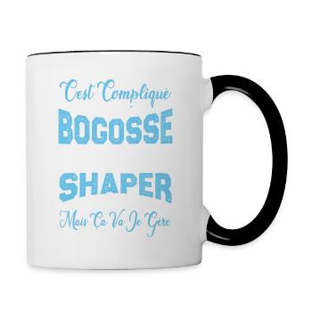 c'est compliqué d'être un Bogosse et un Shaper. - Mug contrasté - blanc/noir - Droite