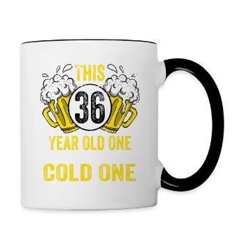 Men Beer Birthday Funny 36 Year Old Beer Lover - Contrasting Mug - white/black - Right