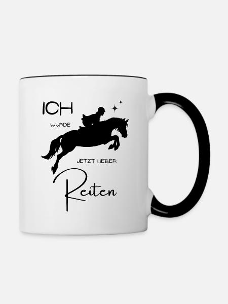 Lieber Reiten - Tasse zweifarbig - Weiß/Schwarz