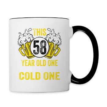 Men Beer Birthday Funny 58 Year Old Beer Lover - Contrasting Mug - white/black - Right