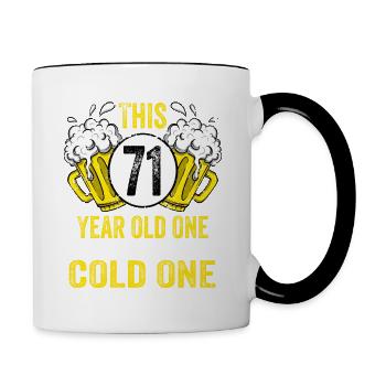 Männer Bier Geburtstag Lustig 71 Jahre alt Bierliebhaber - Tasse zweifarbig - Weiß/Schwarz - Rechts