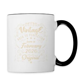 Vintage Né(e) en Février 2020 anniversaire février - Mug contrasté - blanc/noir - Droite