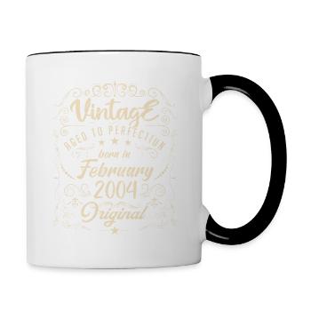 Vintage Né(e) en Février 2004 anniversaire février - Mug contrasté - blanc/noir - Droite
