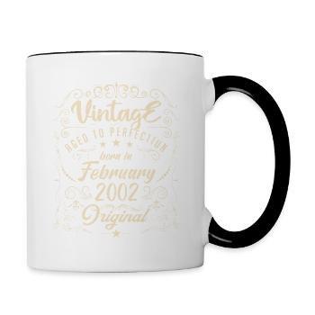 Vintage Né(e) en Février 2002 anniversaire février - Mug contrasté - blanc/noir - Droite