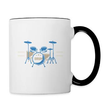 Ich zerstöre das Schweigen. Geschenkschlagzeuger, Geschenkmusiker - Tasse zweifarbig - Weiß/Schwarz - Rechts