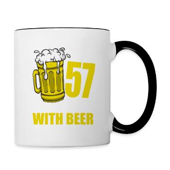 Men Beer Birthday Funny 57 Year Old Beer Lover - Contrasting Mug - white/black - Right