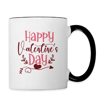 Happy Valentine's Day - Tasse zweifarbig - Weiß/Schwarz - Rechts