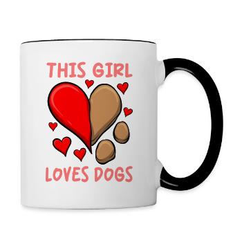 Chien pour filles Propriétaire de chien Amoureux des chiens Saint-Valentin - Mug contrasté - blanc/noir - Droite