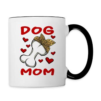 Chien pour chien maman propriétaire de chien amoureux de chien Saint-Valentin - Mug contrasté - blanc/noir - Droite