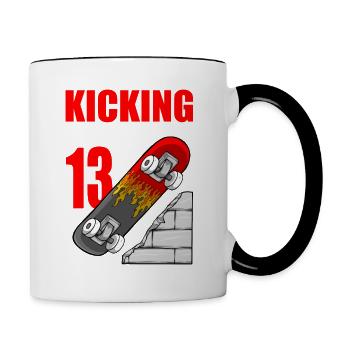 Skateboard Birthday For Boys 13th Birthday Skater - Contrasting Mug - white/black - Right