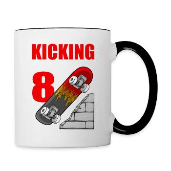 Skateboard Birthday For Boys 8th Birthday Skater - Contrasting Mug - white/black - Right