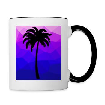 Palme auf Polygon - Tasse zweifarbig - Weiß/Schwarz - Rechts