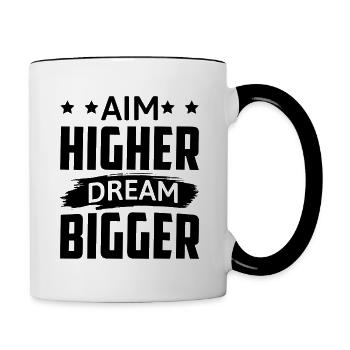 Visez plus haut rêvez plus grand - Motivation - Mug contrasté - blanc/noir - Droite