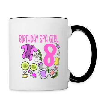 Spa-Geburtstag für Mädchen 8. Spa-Geburtstagsfeier - Tasse zweifarbig - Weiß/Schwarz - Rechts
