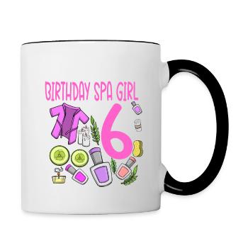 Spa-Geburtstag für Mädchen 6. Spa-Geburtstagsfeier - Tasse zweifarbig - Weiß/Schwarz - Rechts