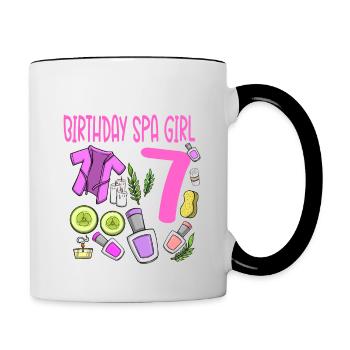 Spa-Geburtstag für Mädchen 7. Spa-Geburtstagsfeier - Tasse zweifarbig - Weiß/Schwarz - Rechts