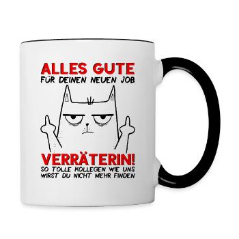 Jobwechsel Neuer Job Abschied Abschiedsgeschenk - Tasse zweifarbig - Weiß/Schwarz - Rechts