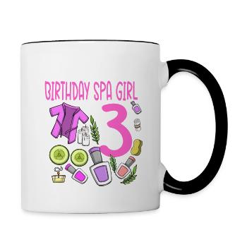 Spa Geburtstag für Mädchen 3. Spa Geburtstagsfeier - Tasse zweifarbig - Weiß/Schwarz - Rechts