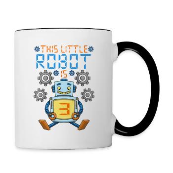 Robot Birthday Outfit Boy 3rd Robot Birthday Party - Contrasting Mug - white/black - Right