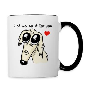 Barsoi Hund Borzoi Hund Let Me Do It For You - Tasse zweifarbig - Weiß/Schwarz - Rechts