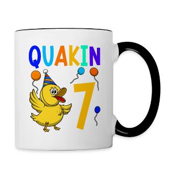 Ente Geburtstagsparty Kinder 7. Geburtstag Ente - Tasse zweifarbig - Weiß/Schwarz - Rechts