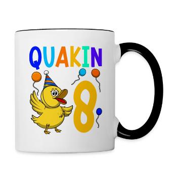 Ente Geburtstagsparty Kinder 8. Geburtstag Ente - Tasse zweifarbig - Weiß/Schwarz - Rechts