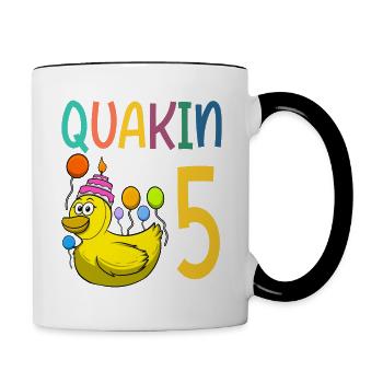Duck Birthday Party Kids 5th Birthday Duck - Contrasting Mug - white/black - Right