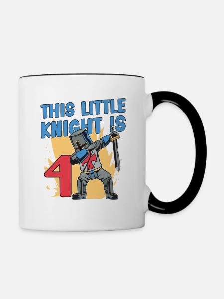 Rittergeburtstag 4. Rittergeburtstag - Tasse zweifarbig - Weiß/Schwarz