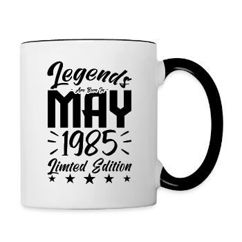 Geboren 1985 Geburtstagsgeschenk 1985. - Tasse zweifarbig - Weiß/Schwarz - Rechts