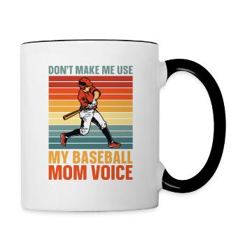 Baseball Mom Stimme Softball Mama - Tasse zweifarbig - Weiß/Schwarz - Rechts