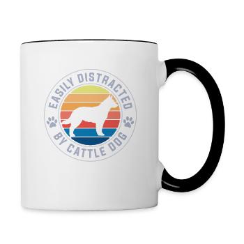 Le propriétaire de Heeler facilement distrait par un chien de bétail - Mug contrasté - blanc/noir - Droite