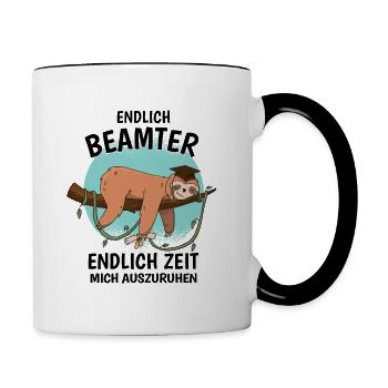 Endlich Beamter Auf Lebenszeit Endlich Verbeamtung - Tasse zweifarbig - Weiß/Schwarz - Rechts
