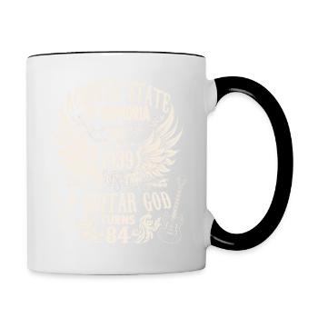 Guitarists Birthday Quote born 1939 84 - Contrasting Mug - white/black - Right