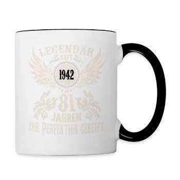 81 Jahre Geburtstag Ehrentags Wiegenfest Sprüche - Tasse zweifarbig - Weiß/Schwarz - Rechts