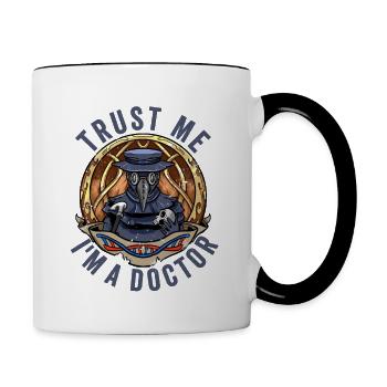 Seuchendoktor-Outfit Seuchendoktor-Maske Medikamente - Tasse zweifarbig - Weiß/Schwarz - Rechts