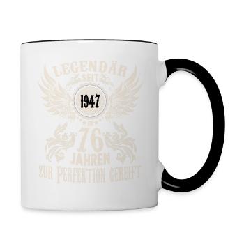 Legende 76 Jahre Geburtstags Shirt Sprüche Herren - Tasse zweifarbig - Weiß/Schwarz - Rechts