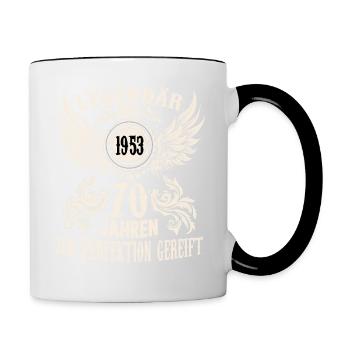 Geburtstags Shirt für 70 jährige Legende Ehrentag - Tasse zweifarbig - Weiß/Schwarz - Rechts