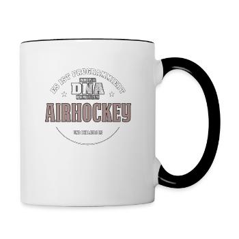 Es ist in meiner DNA ich muss zum AIRHOCKEY - Tasse zweifarbig - Weiß/Schwarz - Rechts