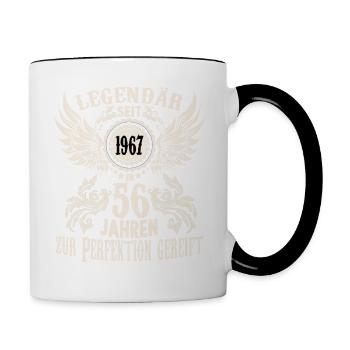Eine Legende wird 56 Geburtstag Shirt zum Ehrentag - Tasse zweifarbig - Weiß/Schwarz - Rechts
