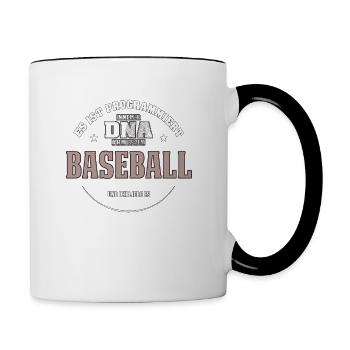 Es ist in meiner DNA ich muss zum BASEBALL - Tasse zweifarbig - Weiß/Schwarz - Rechts