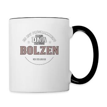 Es ist in meiner DNA ich muss zum BOLZEN - Tasse zweifarbig - Weiß/Schwarz - Rechts