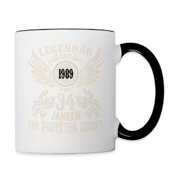 34 jährige Legende Geburtstag Outfit Sprüche - Tasse zweifarbig - Weiß/Schwarz - Rechts