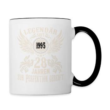 Legende 28 Jahre Geburtstags Shirt Sprüche Herren - Tasse zweifarbig - Weiß/Schwarz - Rechts